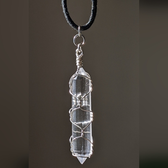 Healing Vogel Quartz Point Amulet Handmade Sterling Silver Basket Weave - Picture 12 of 16